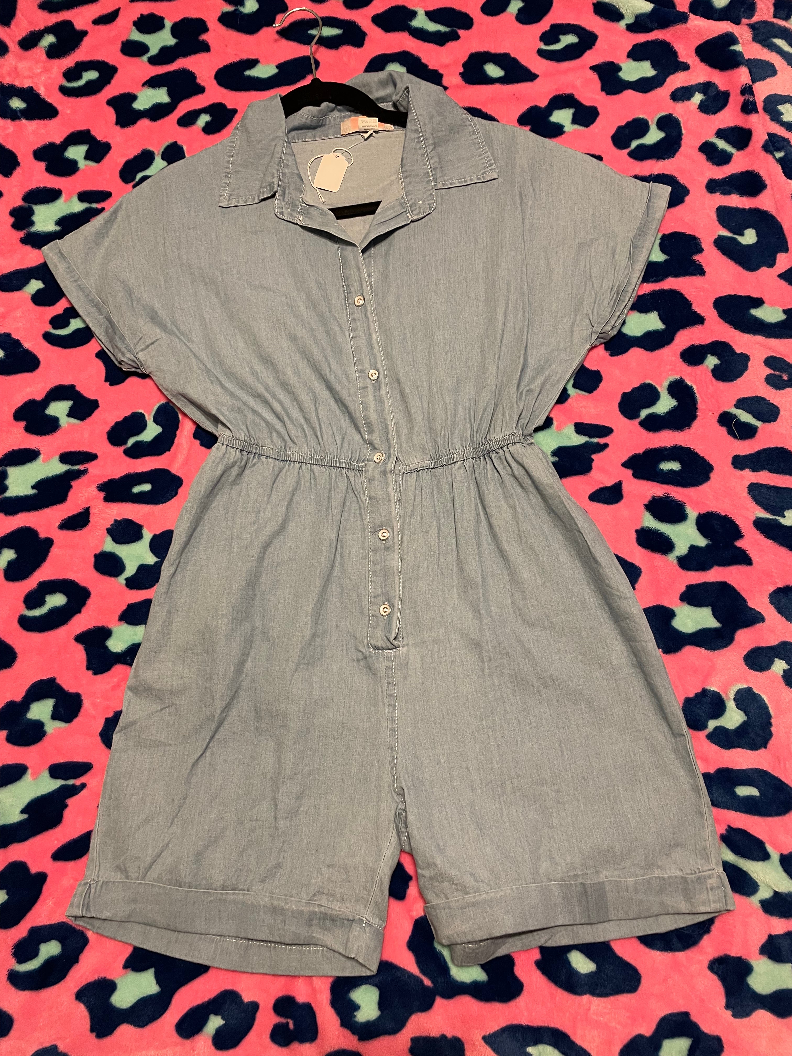 Light Blue Shorts Romper