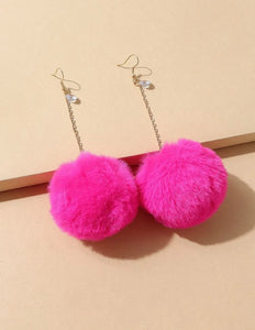 Hot pink Pom Earrings