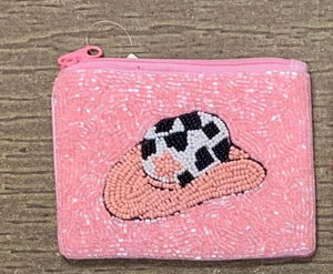 Cowgirl Hat Beaded Coin Purse