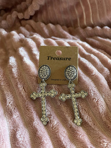 Cross Rhinestone Earrings