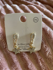 gold star with rhinestone earrings