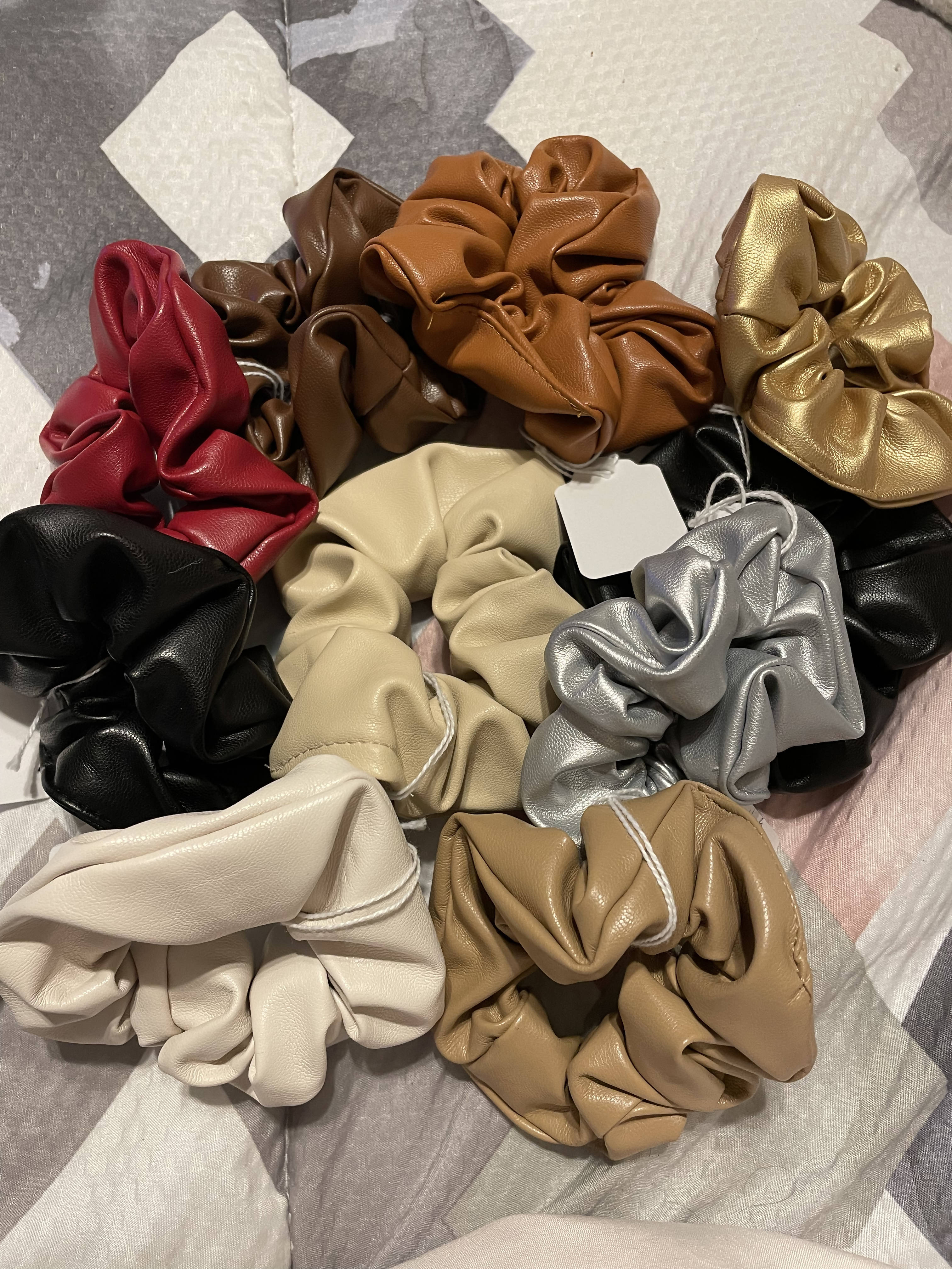 faux leather scrunchies