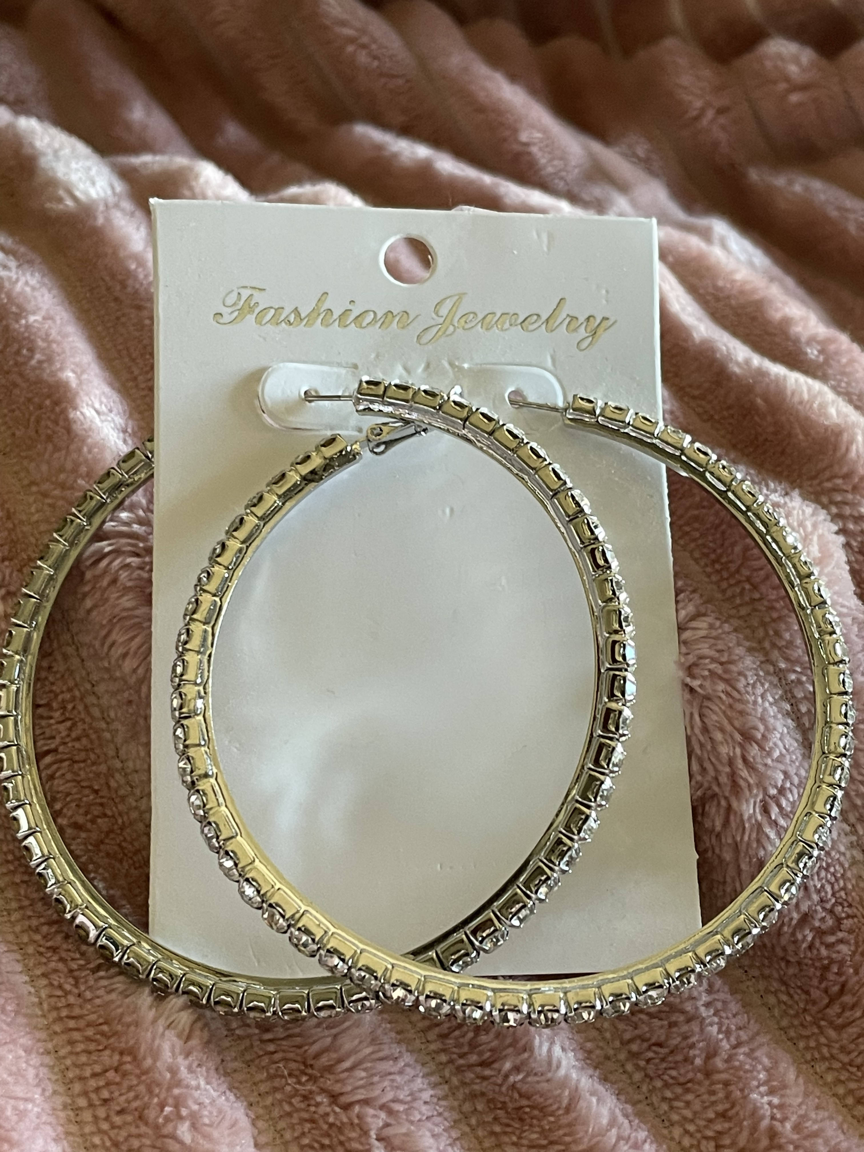 large silver rhinestone hoops